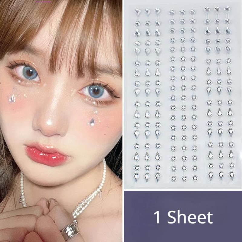 Алмазная кристаллическая татуировка-наклейка, блестящая подводка для глаз, макияж для бровей, лицо, глаза, алмазные татуировки, рок-горный хрусталь, 3D наклейки-подводка для глаз