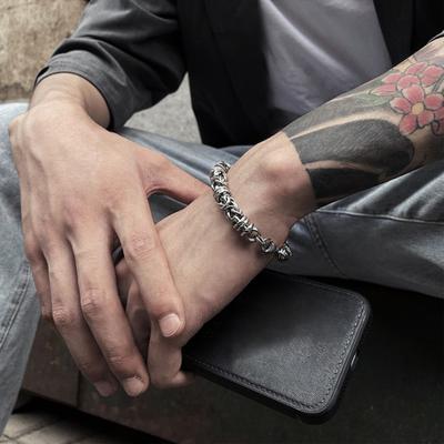 Мужской византийский браслет-цепочка с застежкой-карабином из полированной титановой стали, толстый, легкий