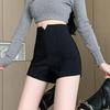 Женские черные шорты А-силуэта с высокой посадкой в обтяжку - Сексуальные, стройнящие, осенне-зимний стиль