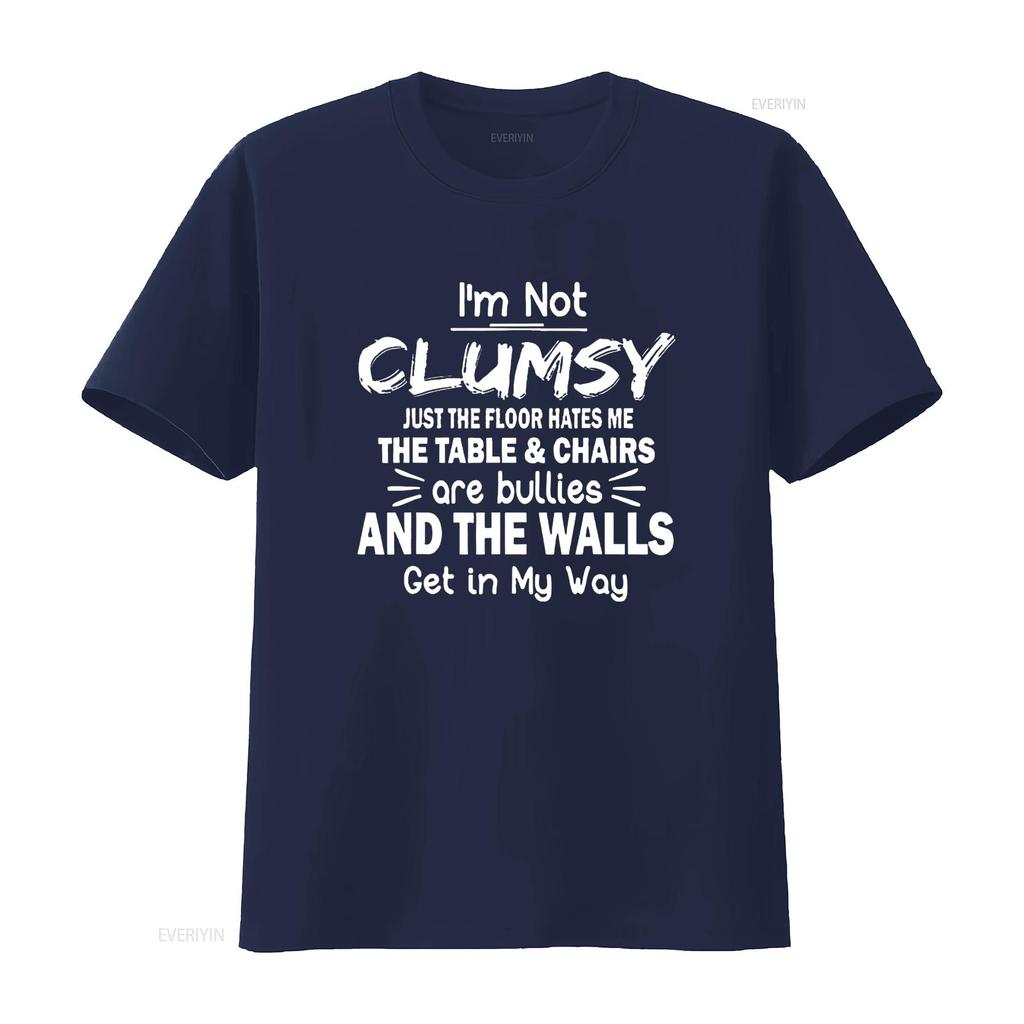 T shirt for Women I m Not Clumsy Funny Sayings Sarcastic Short sleeved O neck Top Black 4X Large vintage Washed Soft streetwear
