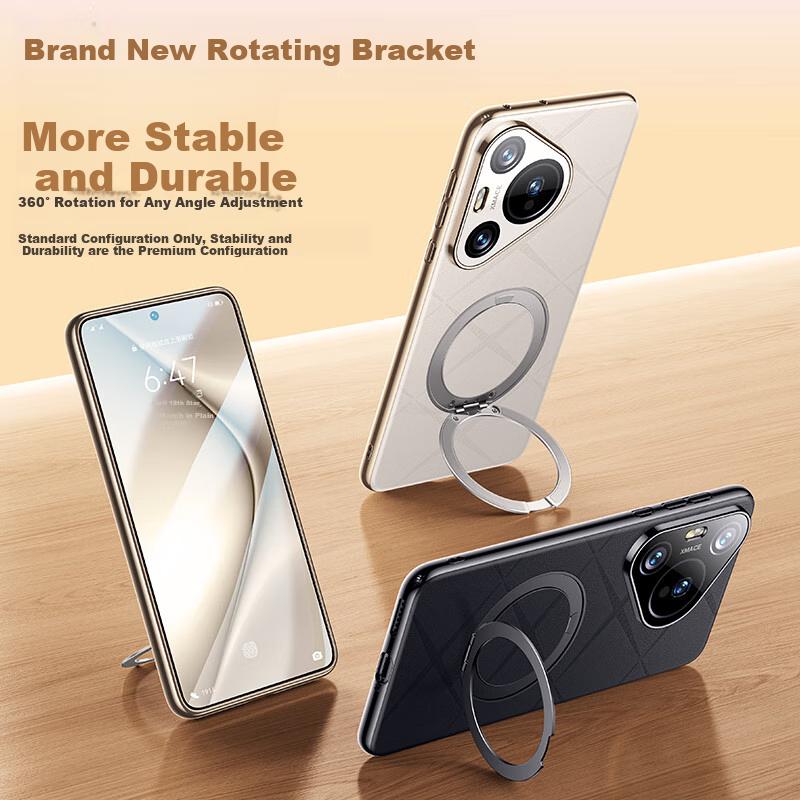 Full Lens Protection | Rotating Magnetic StandPhone Case for Huawei Pura70 And 70 Pro+, Shockproof Silicone Soft Edge Art Ultra-Thin Leather Versio