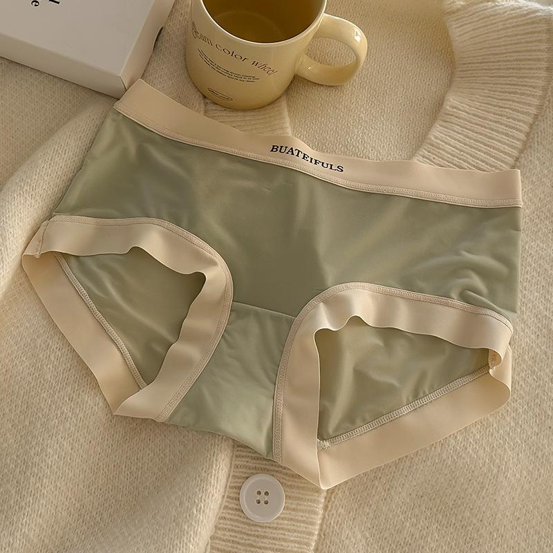 Girls' Ice Silk Quick Drying Seamless Underwear Made of Pure Cotton Antibacterial Crotch Ultra-thin Breathable Waist Hugging Triangle Panties