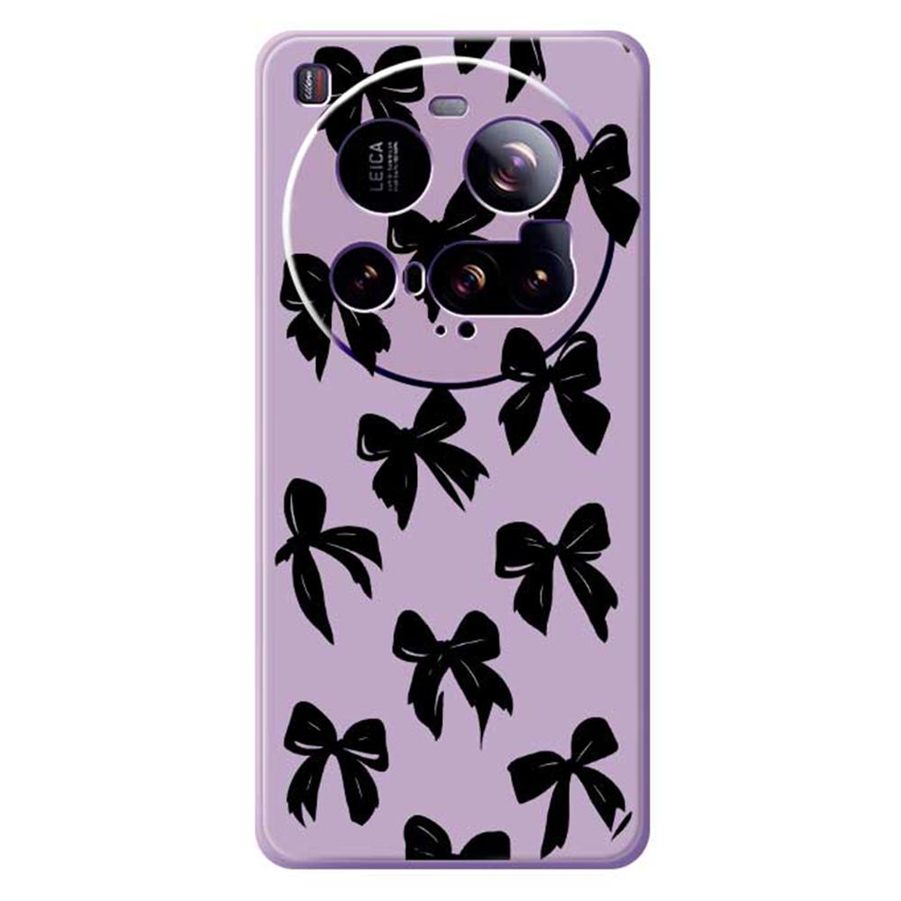 For Xiaomi 15 Ultra Case Black Bow Pattern Printing Straight Edge TPU Phone Back Cover