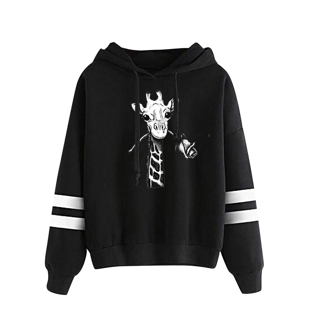 Womens Long Sleeve Hoodie Sweatshirt Letters Hooded Pullover Tops Blouse