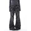 Women's Washed Micro-Flare Jeans with Frayed Edges and 3D Pockets