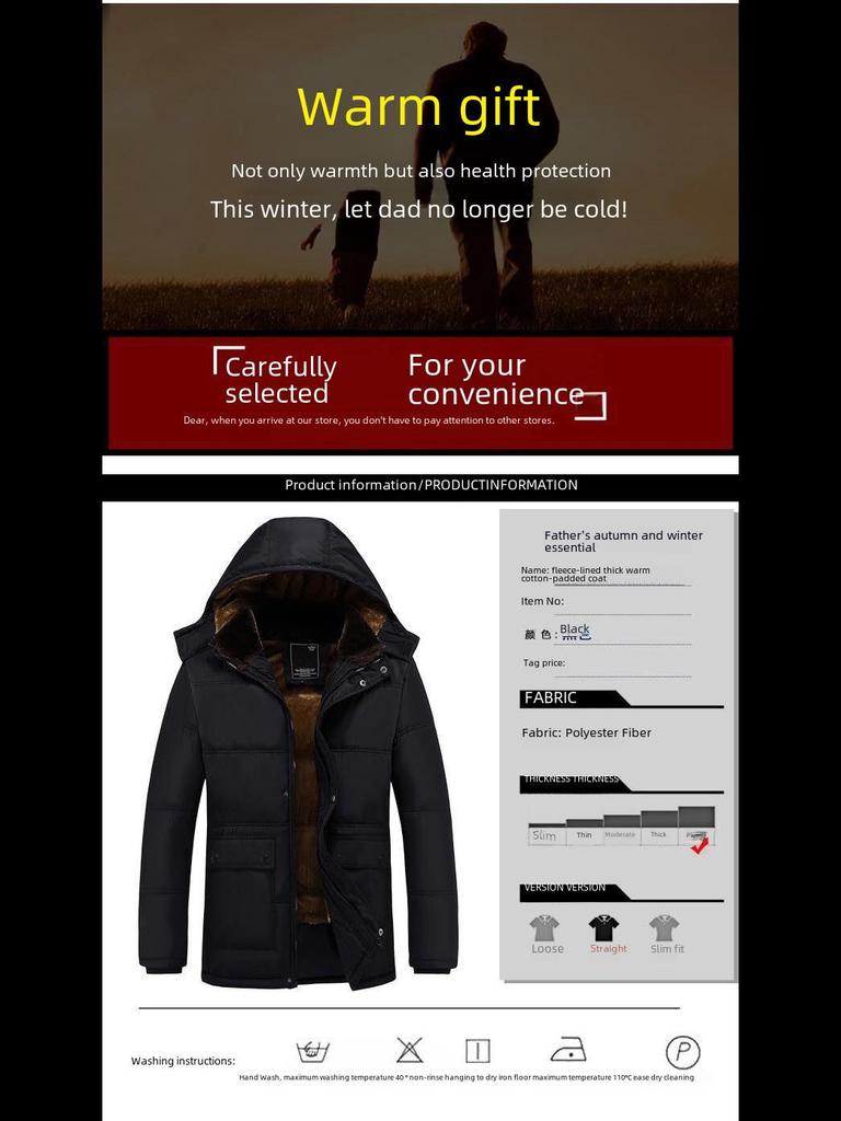 Мужские зимние куртки с бархатной подкладкой и толстой хлопковой подкладкой для пап и дедушек