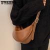 Women Solid Color PU Leather Zipper Mini Bag Ladies Large Capacity One-shoulder Cross-body Dumpling Bag