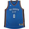 Баскетбольная майка NBA Swingman Oklahoma City Thunder Расселл Уэстбрук выездная с V-образным вырезом Color Block Унисекс майка AL7028