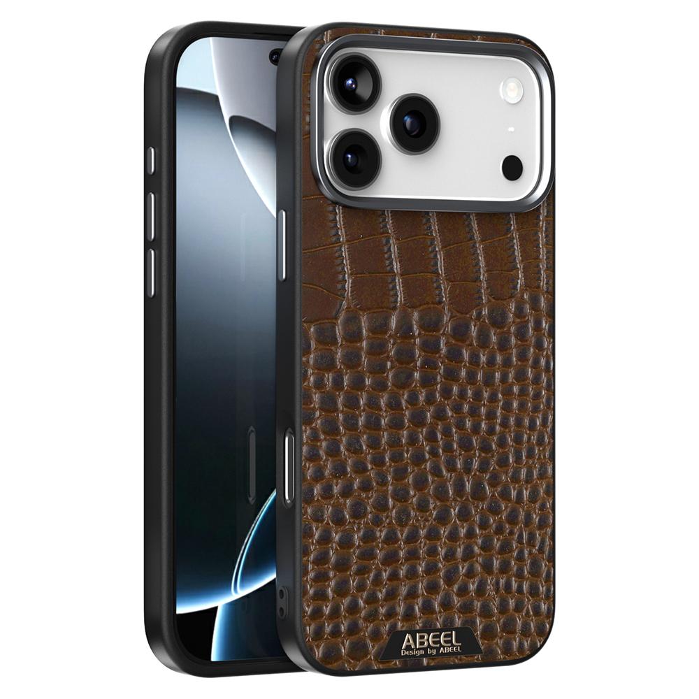 ABEEL Чехол для iPhone 17 Pro, совместимый с MagSafe, текстура крокодила, микро-тиснение, задняя крышка