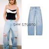 Spring New Women Clothes All-Match Slimming Ripped Decoration Fashion High Waist Baggy Jeans 8727011