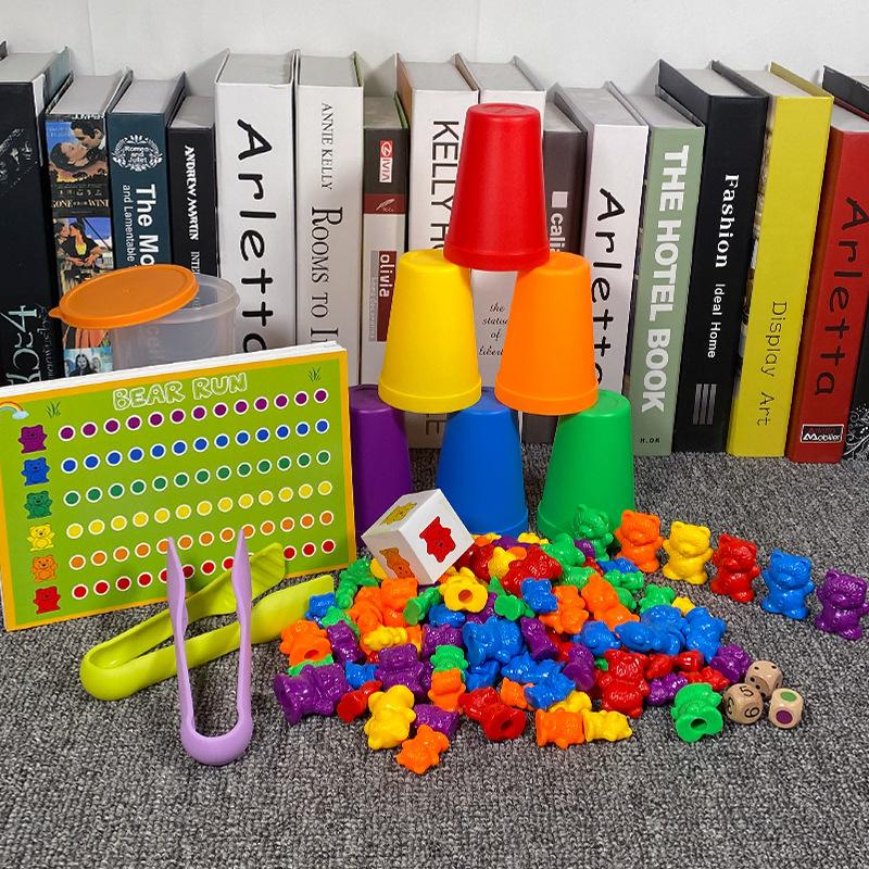 Монтессори Радуга Соответствующая игра для детей, подсчет веса, игрушка-медведь, познание животных, сортировка по цвету, обучение, сортировка, образовательный ребенок