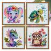 4pcs Full Embroidery Eco-cotton Thread 18CT Printed Animal Cross Stitch Artwork