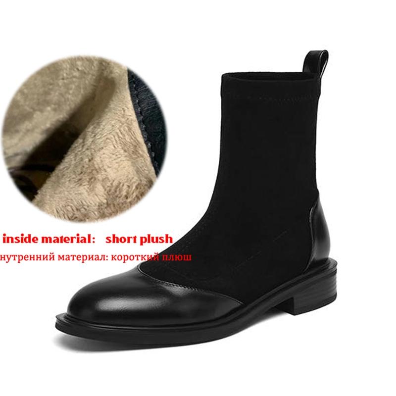 Krazing Po Микрофибра Флок Зима Круглый Носок Размер 33 Ботильоны Челси Размер 43 Молния Высокое Качество Низкий Каблук Ботильоны