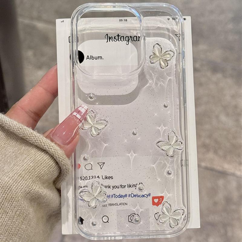 Роскошный 3D Чехол для телефона с блестками и бабочками для iPhone 17 16 15 14 13 12 11 Pro Max Plus Мягкий противоударный защитный чехол