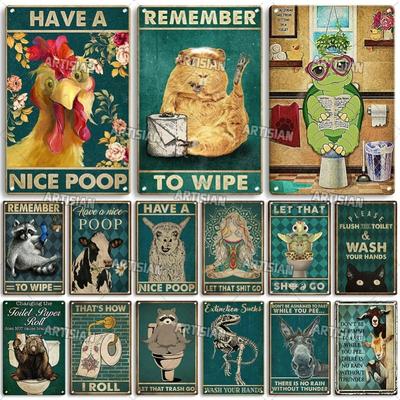 Декоративная металлическая табличка для туалета, изготовленная вручную, для ванной комнаты, умывальника.