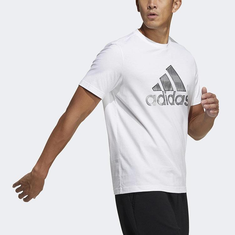 adidas Спортивная футболка с круглым вырезом и логотипом. Мужские топы, белые GP0973
