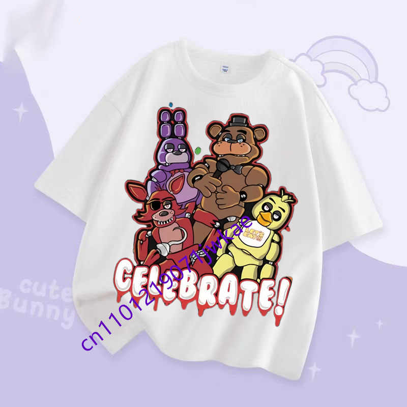 Детская милая летняя футболка с коротким рукавом 'Five Nights at Freddy's' для мальчиков и девочек, детская одежда