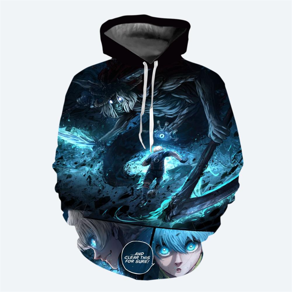 Аниме синяя толстовка с капюшоном, мужская толстовка с капюшоном, 3D-печать, модный аниме-пуловер, повседневная толстовка, зимняя аниме-одежда