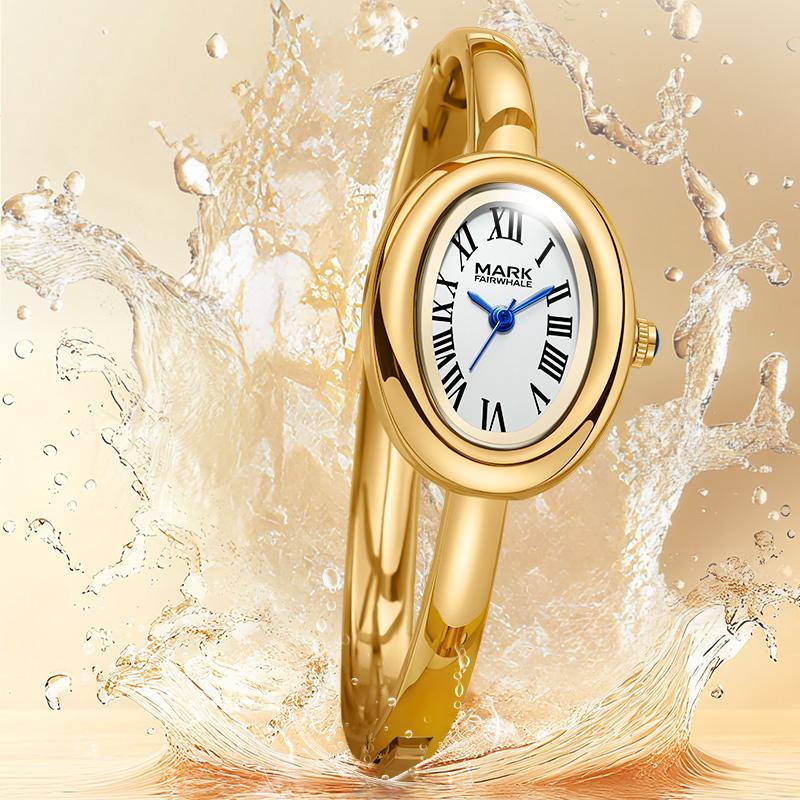 MARK FAIRWHALE Brand 3170 Fashion Ladies Wristwatches Roman Numerals Oval Dial Bracelet Watch Women Quartz Watches