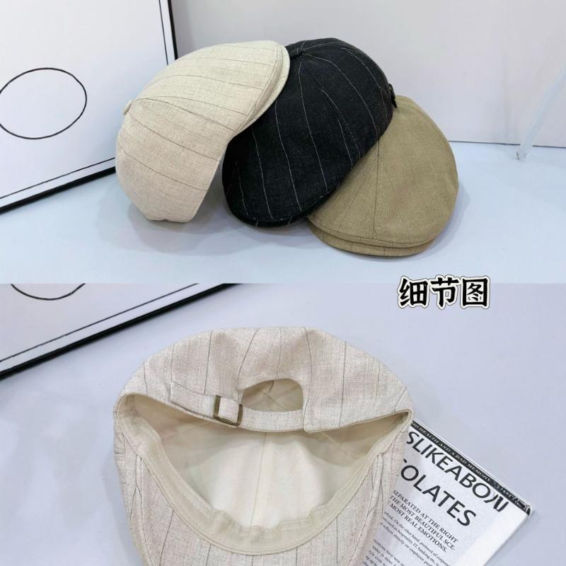 25 New Striped Forward Hat Men's and Women's Fashion Painter Hat Newsboy Hat Autumn and Winter Cap