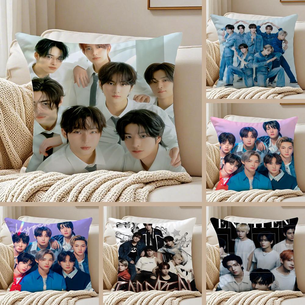 band energetic EEENHYPEN Cushion Cover Pillowcase Antidustmite living Room Sofa Decor Cushion Room