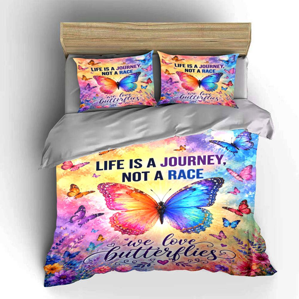 Colorful Butterfly Bedding Set Bedding set (1 duvet cover, 2 pillowcases, duvet not included)