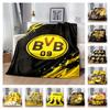 Фланелевое одеяло с логотипом Borussia Dortmund BVB 09, Мягкое черно-желтое постельное белье для футбольных фанатов, Уютное теплое флисовое покрывало