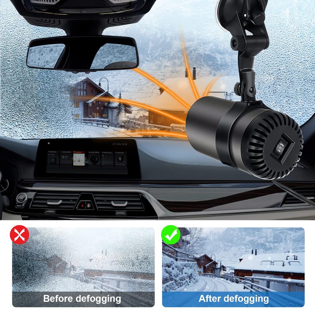 Fan Heater, Car Heater, High Speed Heater, 180° Rotation, Multi-Purpose, Glass Freeze Protection, Easy