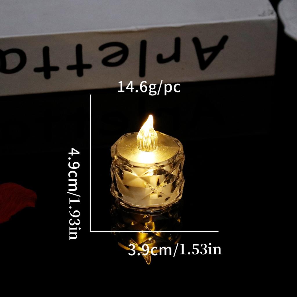 4/8/16Pcs Flameless LED Light Candles Crystal Candle Transparent Electronic Night Lamp for Wedding Valentine's Day Party 2030
