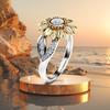 Stylish Copper Sunflower Ring With Gold Plating And Gemstone Inlay For Birthdays