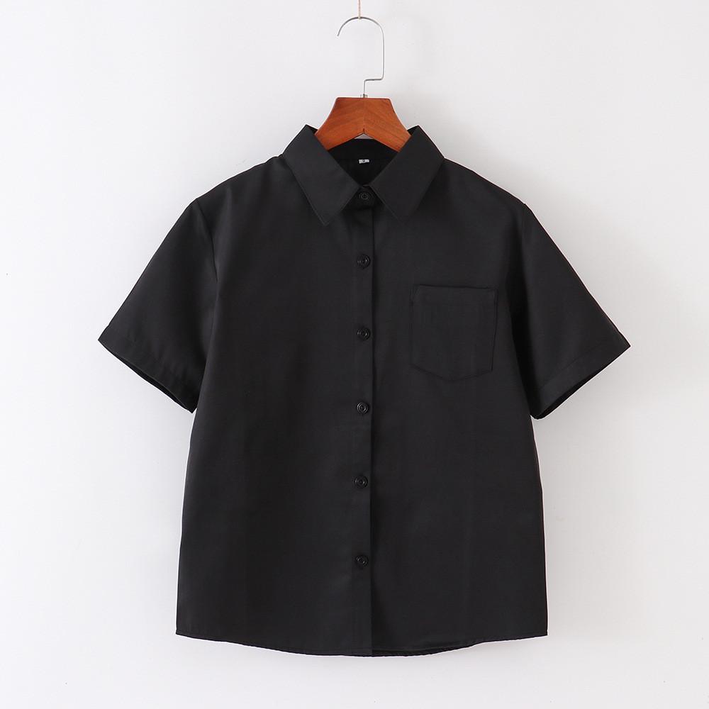 College Style Short Sleeve Shirt With Patching For Women Classroom Uniforms