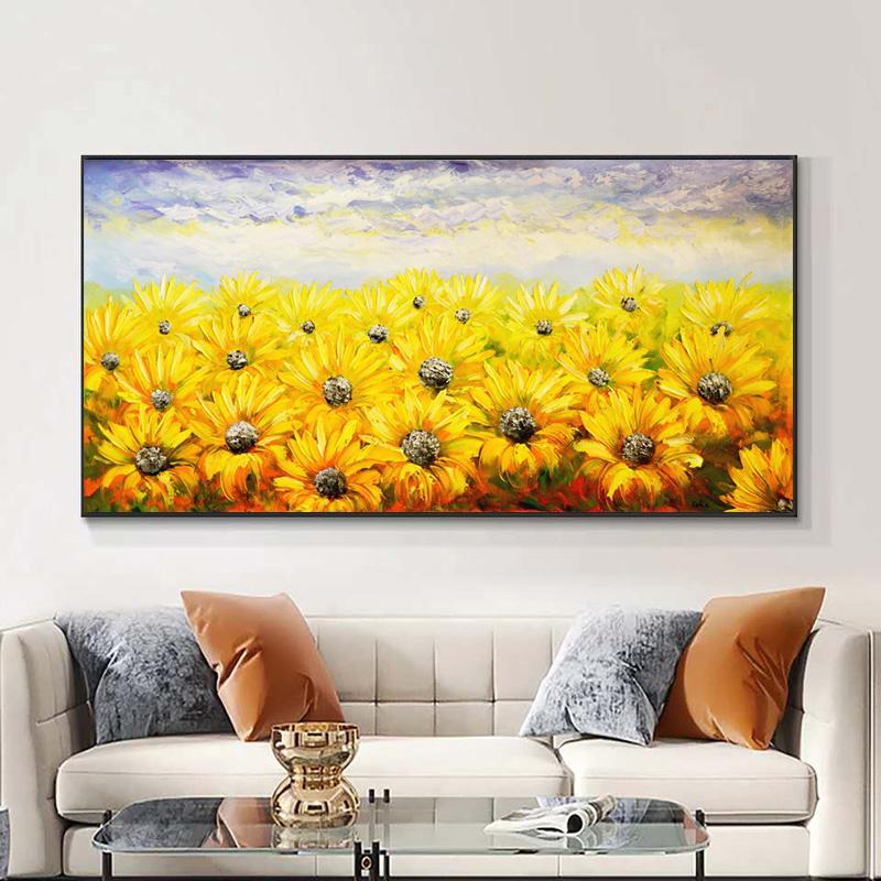 Abstract Sunflower Oil Painting Printed On Canvas Nordic Posters and Prints Wall Art Pictures Living Room Home Decor No Frame