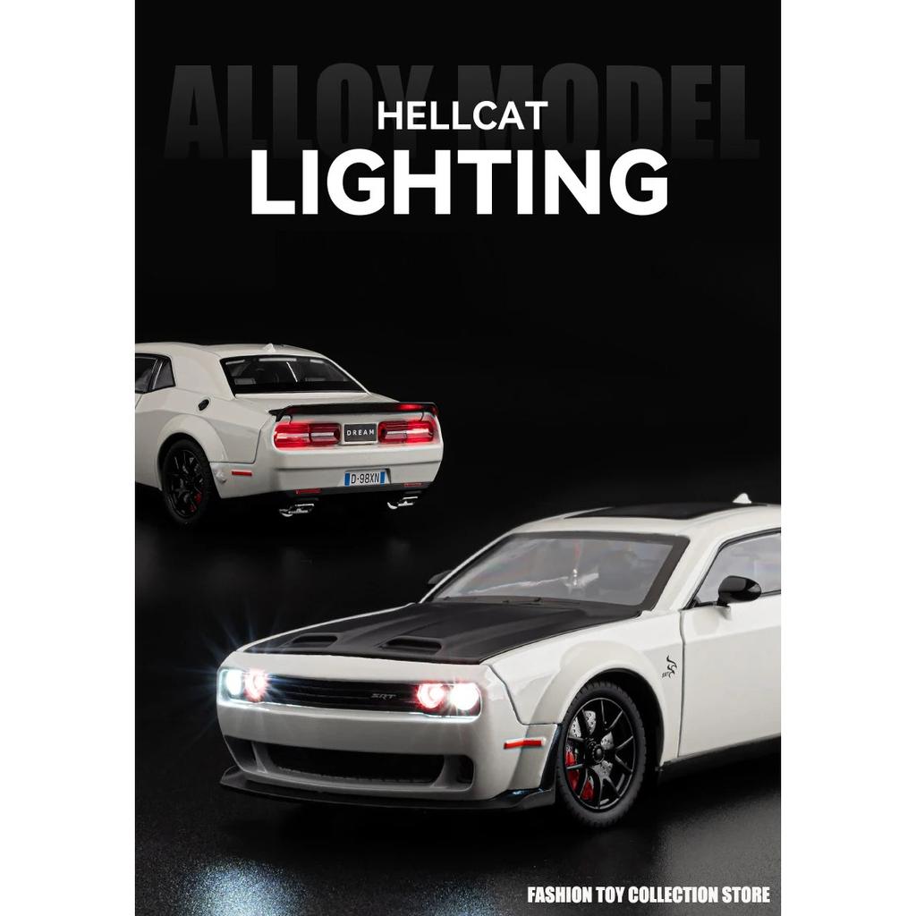 1/24 Dodge Challenger Hellcat игрушечная машинка литая Metel Cars игрушечные машинки с откидным механизмом Hellcat со звуком и светом Hellc для детей
