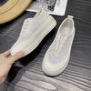 Mesh Breathable Canvas Shoes for Women Summer Thick Sole Ladies Board Sneakers Solid Color Slip On Flat Casual Tenis Femimino