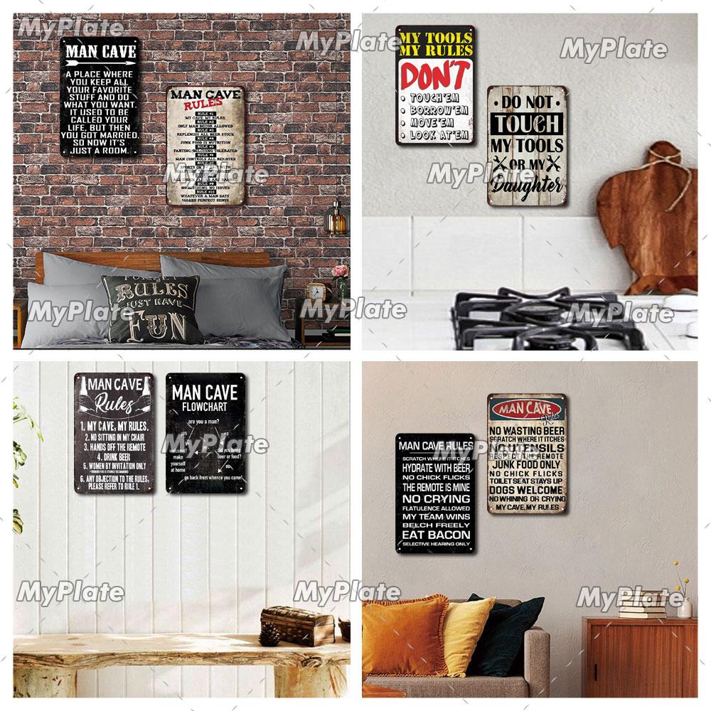Мой гараж металлический знак винтажный механик жестяная вывеска мужская пещера украшение настенный декор для бара табличка домашний декор инструмент плакат