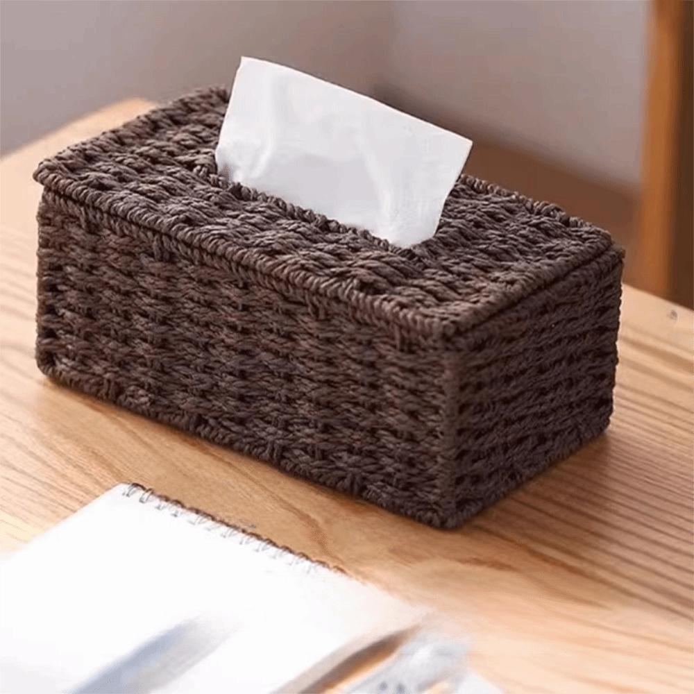 Handmade Imitation Rattan Tissue Case Decoration Tissue Paper Container Living Room