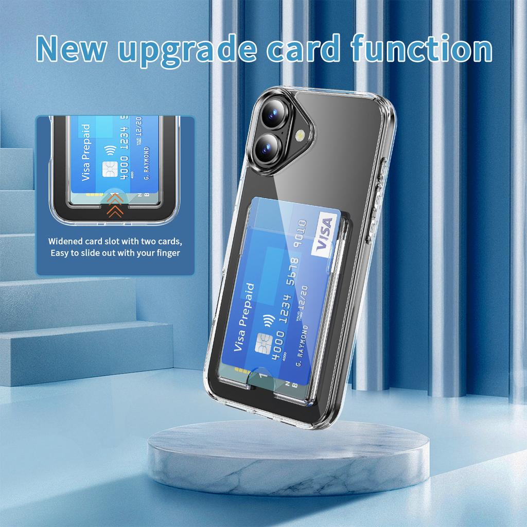 For iPhone 17 Clear Case TPU+PC+Acrylic Cell Phone Case with Card Holder