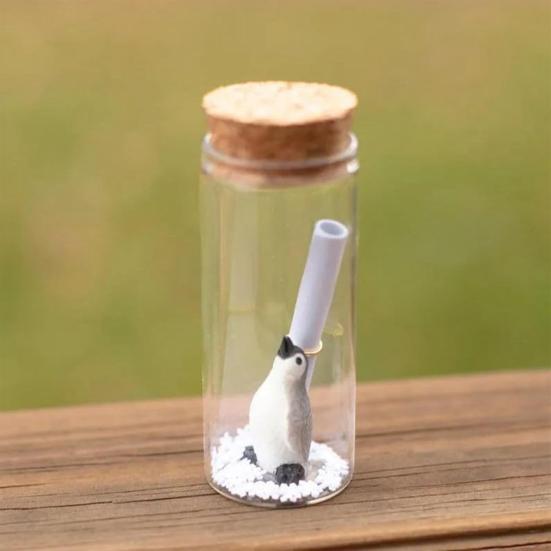 Пингвин в бутылке с рукописным письмом, снежинка, смоляная фигурка пингвина в пробковой стеклянной банке, настольное украшение, подарок на день рождения ко Дню матери