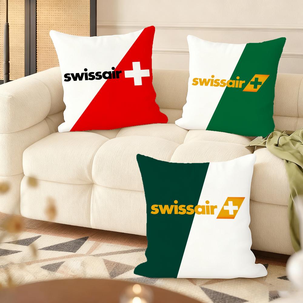 Чехол на подушку Swiss Air Transport Company Натуральный Лен Органическая Ткань Двусторонний Принт Подушки для Дивана Домашний Декор