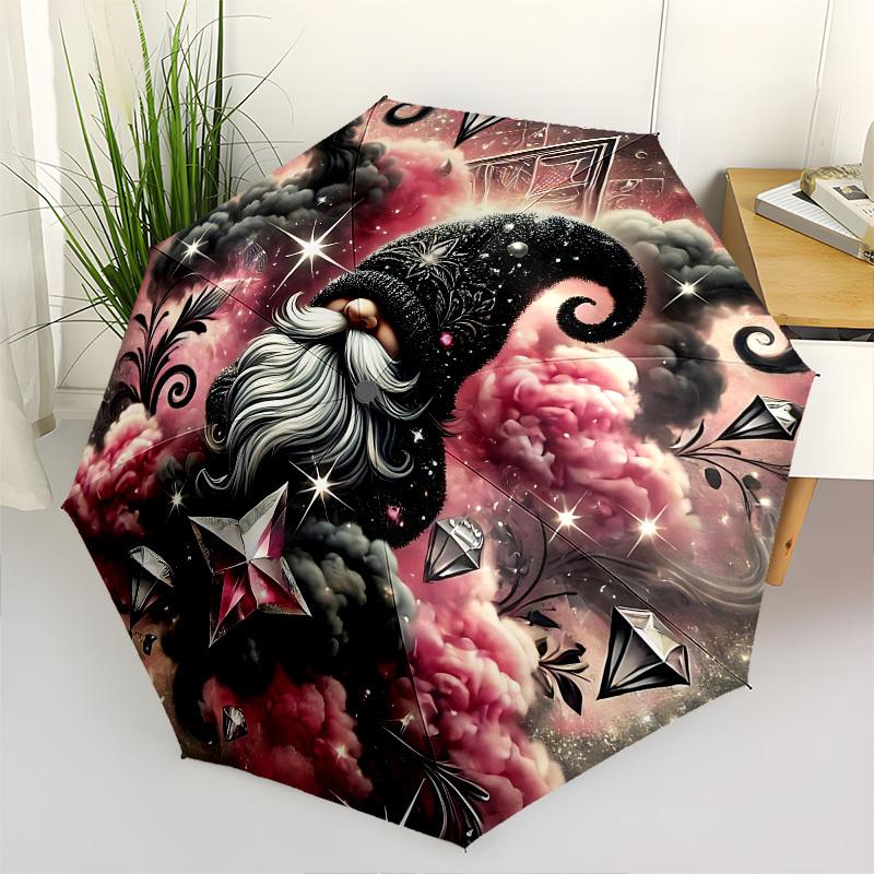 Gnome, FantasyThemed Automatic Opening and Closing umbrella 8 Ribs, Suitable for Leisure and Going Out, Outdoor Accessory, Gothic Style, F