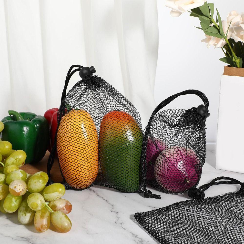 with Cord Lock Closure Small Mesh Bags Durable Black Pouch Mesh Drawstring Bags for Beach Games