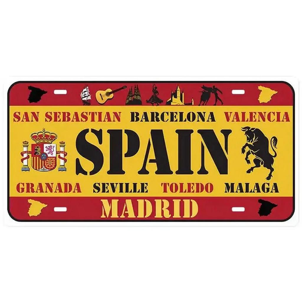 Spain License Plates for Wall Art Decoration Metal Tin Signs Vintage Tags Metal Automotive Signs For Cafe Bar Club Garage Pubs