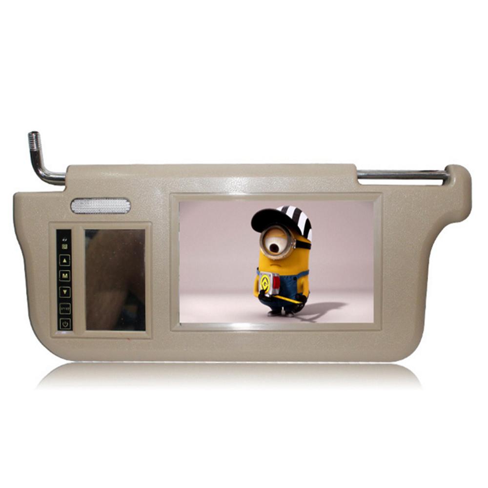 7" Серый Автомобильный Левый Солнцезащитный Козырек Экран Зеркала Заднего Вида ЖК-Монитор 2 Видеоканала