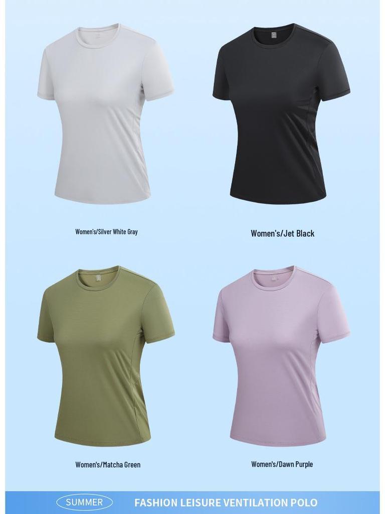 Мужские и женские спортивные футболки с коротким рукавом, быстросохнущие - Ледяной шелк и нейлон