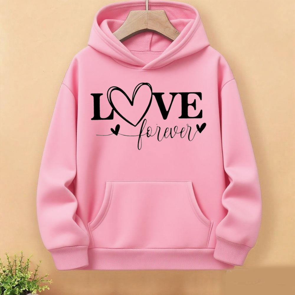 Love Forever Valentine's Day Sweatshirt Heart Graphic Women Hoodie Cute Couple Gift Harajuku Casual Daily Sweatshirt Fall Hoodie