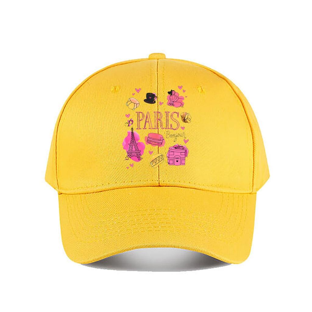 Cute Paris French Eiffel Tower Macaron Art Print Baseball Cap Fashion Unisex Sunhat Womens Outdoor Sports