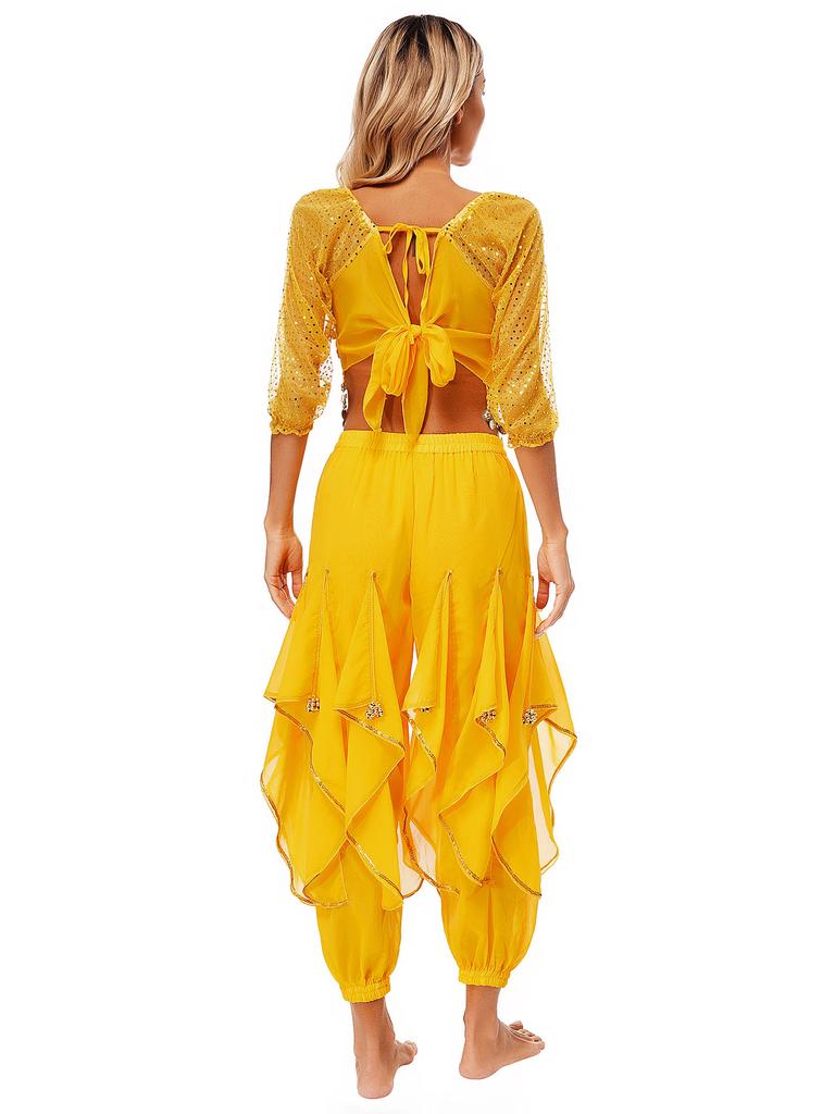 Женский комплект для танца живота, индийский Болливуд, арабская принцесса, танцевальная одежда, наряды для фестиваля, косплей, маскарад, вечерние, сценическое выступление