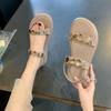 Обувь One Word Open Toe Apricot Beach Outdoor Platform No Cabble Summer Flat Rubber Sandals for Women Женская обувь