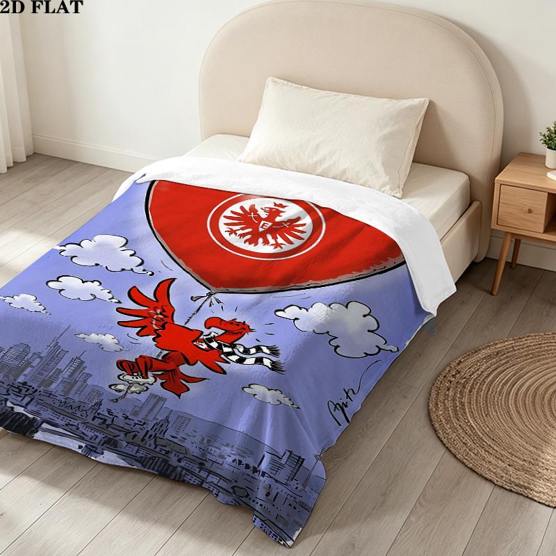 1PC Frankfurt Football Patterned Flannel Blanket Suitable For All Seasons For Home Decor Warmth And Comfort Gifts Holiday Present