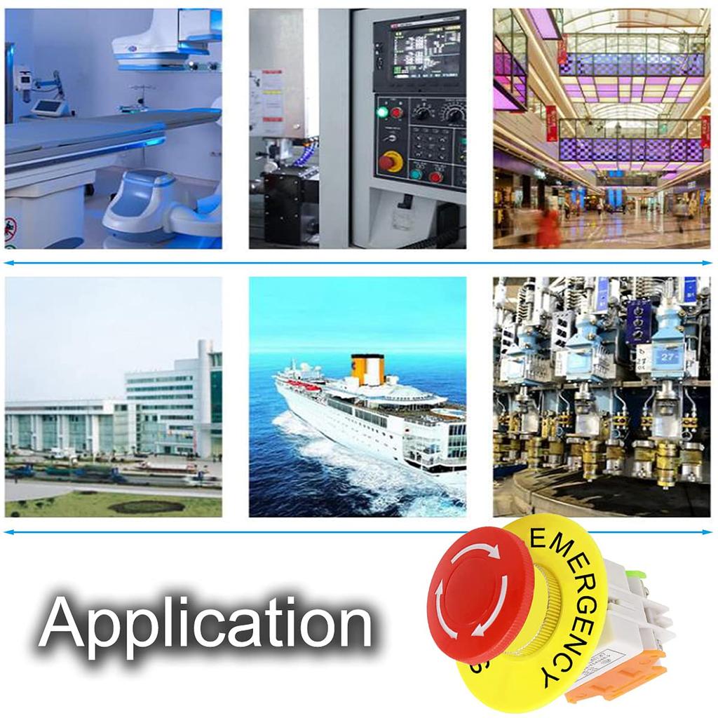 Xiatiaosann 4PCS кнопка аварийной остановки с фиксацией 22 мм монтажное отверстие красный грибовидный колпачок 1NO 1NC 60 мм со знаком аварийной остановки